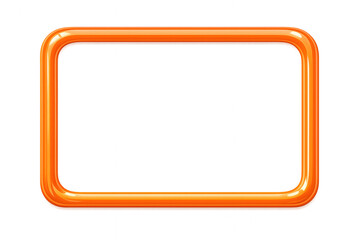 Orange glossy rectangle frame with rounded corners providing a modern, shiny design element on a transparent background