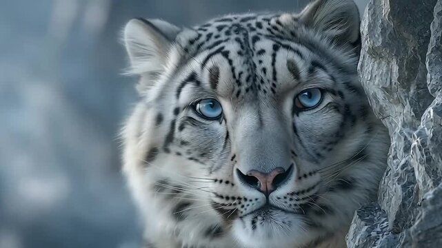 Snow leopard close up.