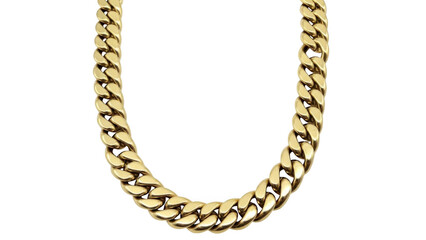 Gold cuban link chain isolated on transparent background