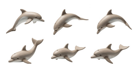 Fototapeta premium set of dolphin figures in various positions on a white background educational or design purposes