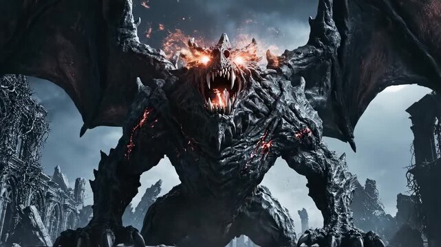 Epic Dragons Fury Unleashed - A Dark Fantasy Battle.