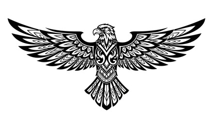 Fototapeta premium Majestic eagle with tribal patterns spreading wings wide
