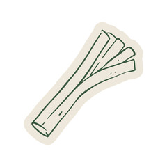 Obraz premium Minimal hand drawn celery illustration with clean outlines. Perfect for vegetable visuals, menu graphics, packaging design, and healthy lifestyle themes.