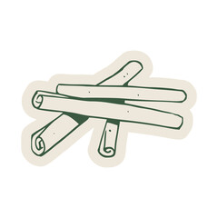 Hand drawn cinnamon illustration with clean outlines. Suitable for healthy food visuals, menu graphics, packaging design, and icons.