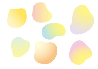  丸い曲線フォルムのグラデーションフレームセット、イエロー、ブルー、パープル、ピンク