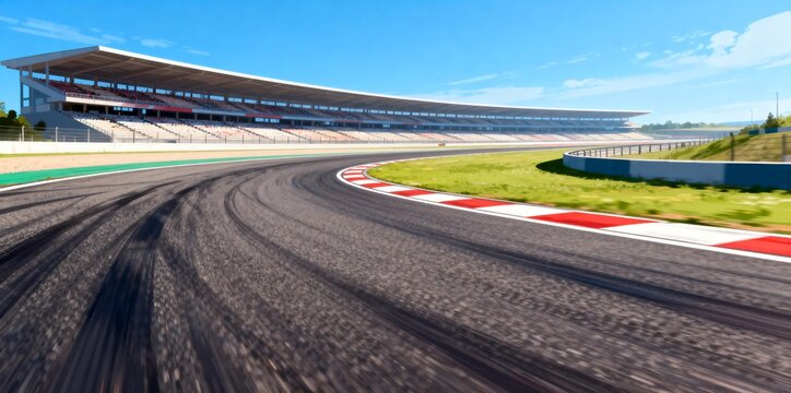 Race Track with Grandstand and Clear Sky