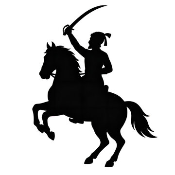 vector silhouette of chhatrapati shivaji maharaj on rearing horse symbolizing maratha pride jayanti celebration and indian historical leadership