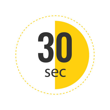 30 seconds countdown timer icon with yellow progress indicator