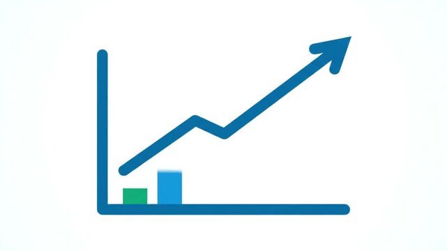 A minimalist 2D animation starting with a tipping scale that smoothly transitions into a rising bar chart with an upward arrow. This visual metaphor represents the shift from achieving balance to driv