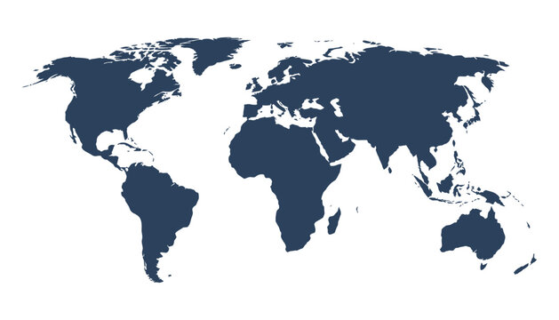 World map vector blue blank flat earth globe design