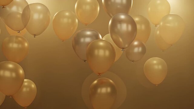 Elegant floating gold balloons creating a celebratory and festive atmosphere for any occasion