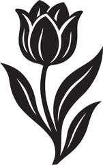 Stylized black and white tulip flower