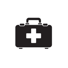 Obraz premium Black First Aid Kit Icon with White Cross