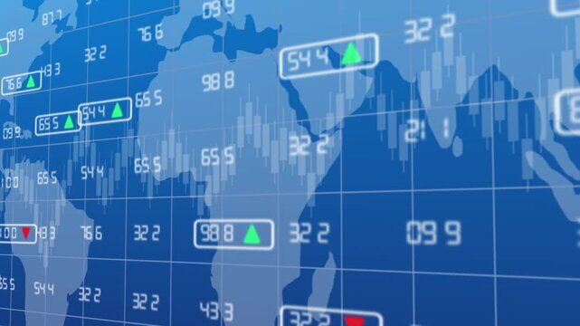 Trader wearing glasses is working on laptop computer. Screen with stock market charts and Bitcoin BTC or Ethereum ETH data analysis reflection. Broker trading online. Altcoins crypto currency trading
