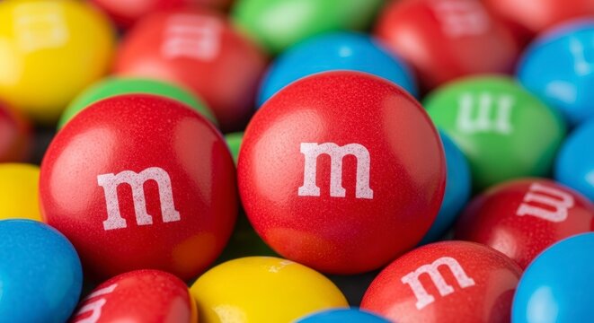 Colorful M and Ms Candy Closeup.