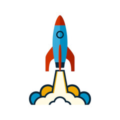 Fototapeta premium Rocket Launch Flat Vector Icon Isolated on Transparent Background