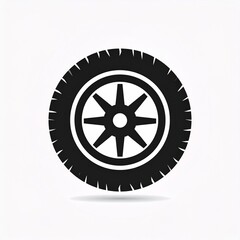 Obraz premium Black car tire isolated on white background with deep tread pattern for safety and performance