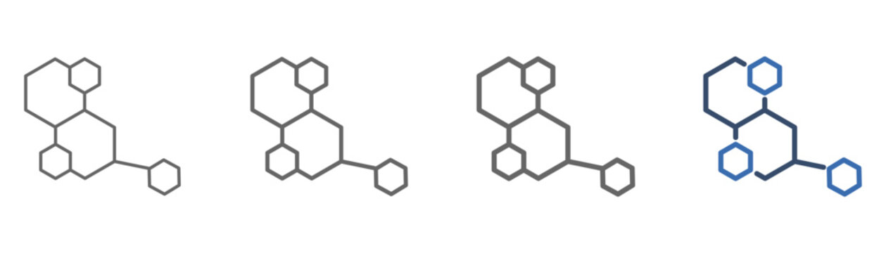 
outline icon set molecular structure with molecular arrangement design