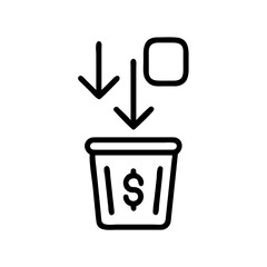 Trash Bin Money Savings Icon