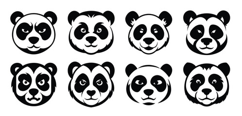  nine unique panda bear faces showcase varied cartoon © sdfge