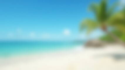 Fototapeta premium Natural Blurred Tropical Beach Background with Ocean and Blue Sky Summer Vacation Concept