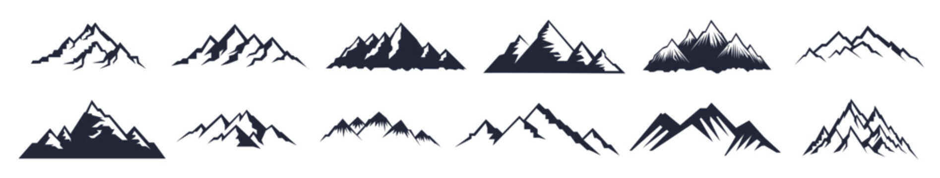Mountain logo, Mountain expedition and rock climbing vector icons.