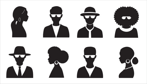 diverse profile icons sunglasses hats hairstyles 