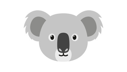 A gray cartoon koala head with large ears and a black nose looks directly at the viewer on a white background with a simple design. © Anton AL Ghifari