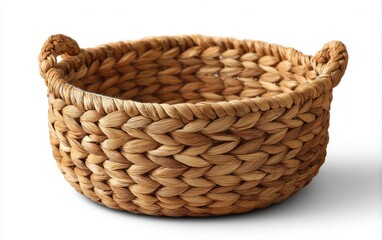 Obraz premium Sturdy Braided Wicker Basket with Round Design