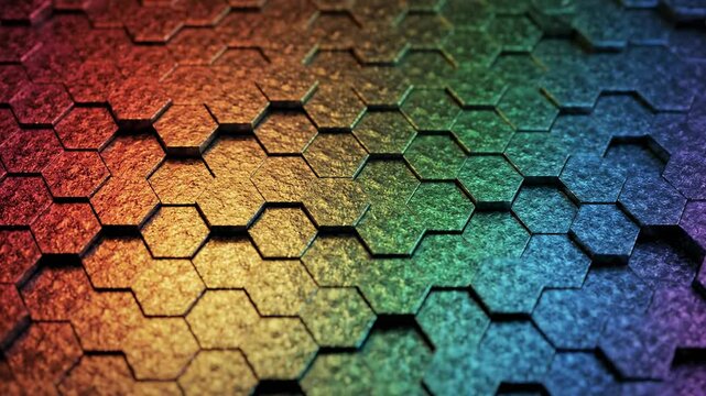 Hexagonal Rainbow Texture - A Colorful Geometric Pattern.