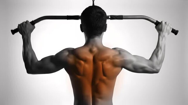 Muscular Athlete Performing Pull-Up Exercise in a Gym Setting