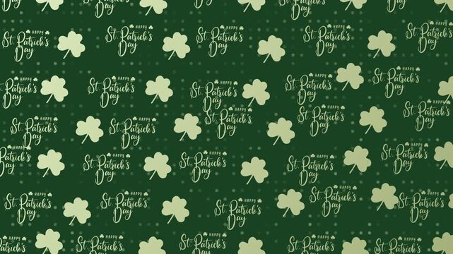 St. Patricks day clover and letter pattern suitable for festive designs like greeting cards, banners, digital wallpapers, and social media.