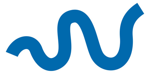 Abstract blue color curved line. Doodle organic wavy ribbon. Dynamic line element