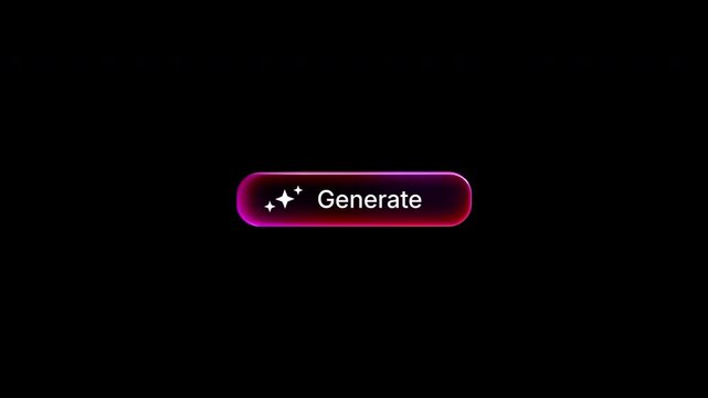 Animated AI generating  button with luminous gradient border. Modern user interface with alpha channel background in 4K resolution.