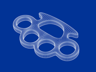 3D wire-frame model of brass knuckles