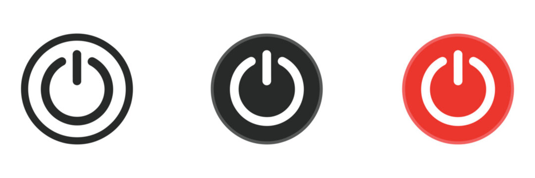 ON OFF power icons simple line and flat style symbols representing energy control, switch and electronics design, vector illustration