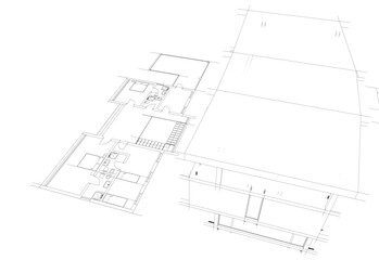 house building sketch architecture 3d illustration