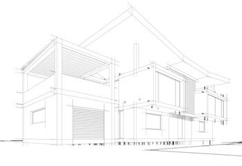 house building sketch architecture 3d illustration