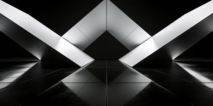 Minimalist Geometric Lighted Hallway with Symmetrical Design