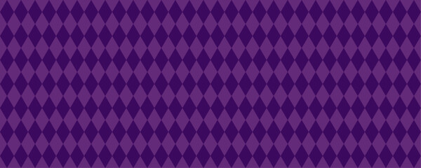 Purple diamond pattern. Background harlequin texture. Seamless rhombus shape texture for carnival, circus party design. Vector geometric checkered backdrop. © Mallva