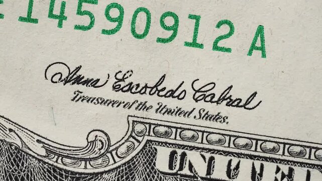 Timelapse macro video showing parts various dollar euro banknotes. Detailed view currency security features serial numbers signatures. Global finance money background. Banking economy wealth concept p