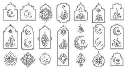 Elegant Islamic symbols and calligraphy collection for Ramadan