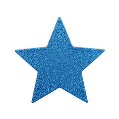 Obraz premium A sparkling blue glittery star shape with a shiny texture against a plain background