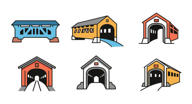 Covered Bridge Line creative abstract concept vector