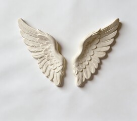 Obraz premium White Angel Wings Decorative Art on White Background