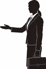 Silhouette of Professional Businesswoman with Briefcase