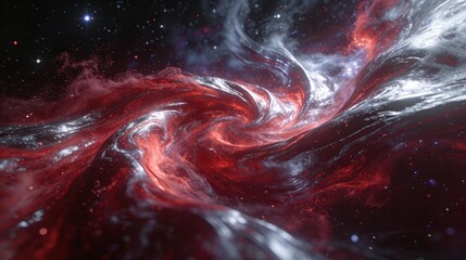 Swirling Red and White Nebula in Space
