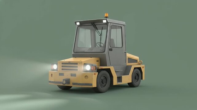 Yellow Airport Ground Support Tow Tractor Vehicle, Logistics and Aviation