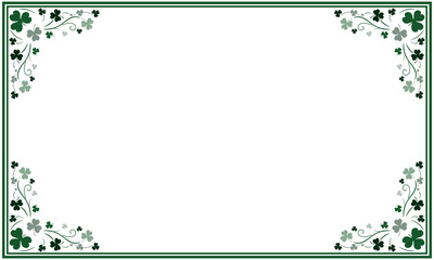 St. Patrick’s Day Shamrock Frame with Dual Line Rectangular Clover Floral Border