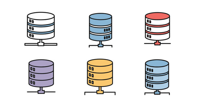 Database Server Line bold creative color illustration